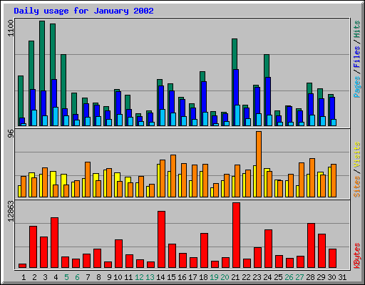 Daily usage for January 2002