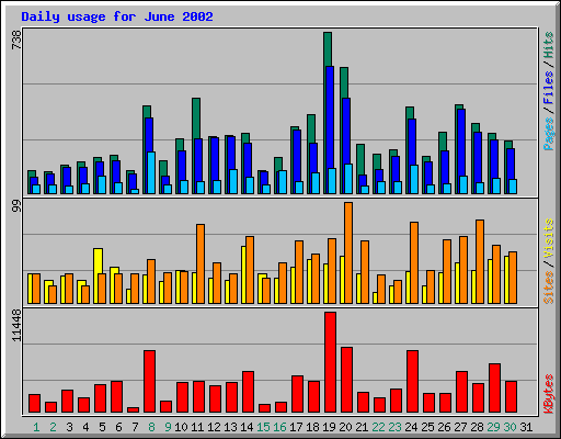 Daily usage for June 2002