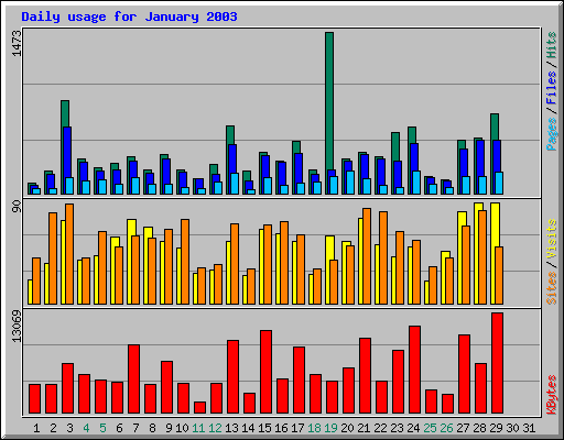 Daily usage for January 2003