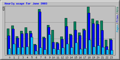 Hourly usage for June 2003