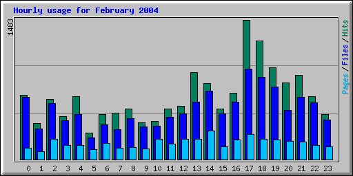 Hourly usage for February 2004